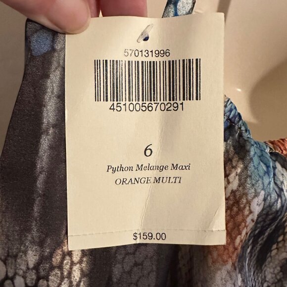 Boston Proper Python Melange Maxi Halter Dress 6 Whimsical Flowing Cruise NWT - Picture 4 of 15